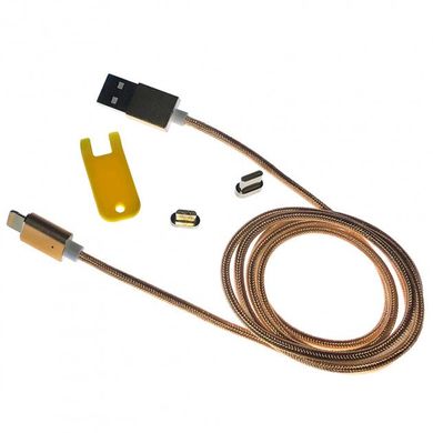 Кабель магнитный Doolike 3 в 1 с разъемами : Type C, Micro USB, LIGHTNING( золотой )