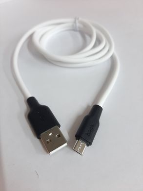 Кабель USB - micro   Hoco X21 Plus  селиконовый ,белый  1m.  2.4А
